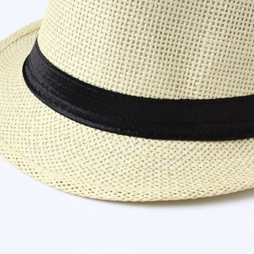 Woven Straw Trilby Hat for Sun Protection