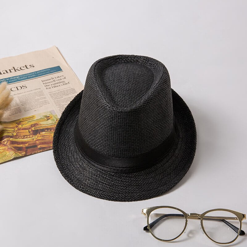 Woven Straw Trilby Hat for Sun Protection