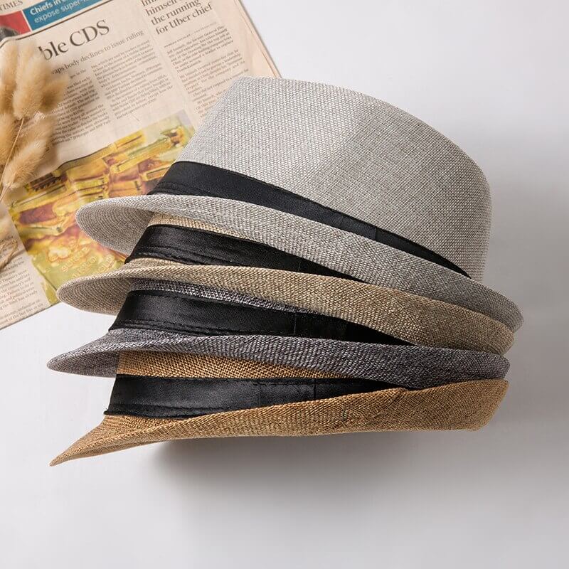 Woven Straw Trilby Hat for Sun Protection