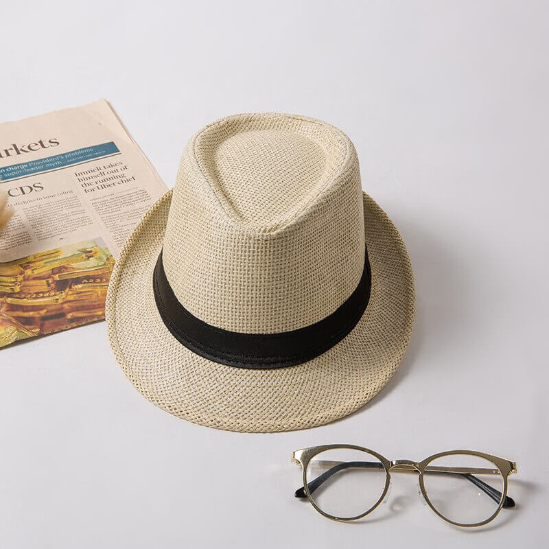 Woven Straw Trilby Hat for Sun Protection