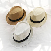 Woven Straw Trilby Hat for Sun Protection