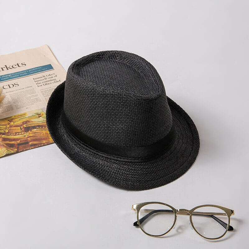 Woven Straw Trilby Hat for Sun Protection