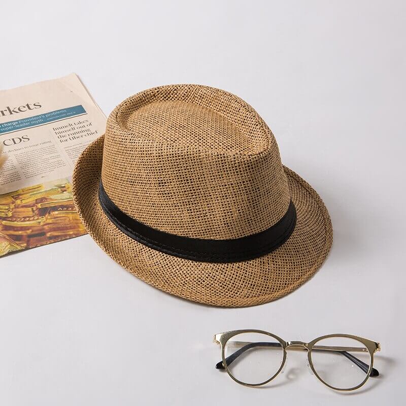 Woven Straw Trilby Hat for Sun Protection