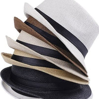 Woven Straw Trilby Hat for Sun Protection