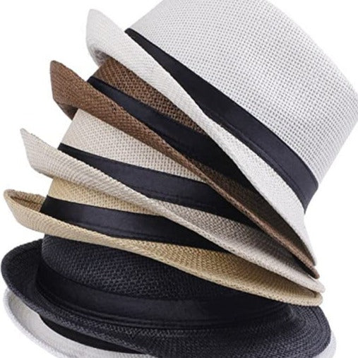 Woven Straw Trilby Hat for Sun Protection