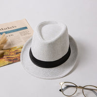 Woven Straw Trilby Hat for Sun Protection