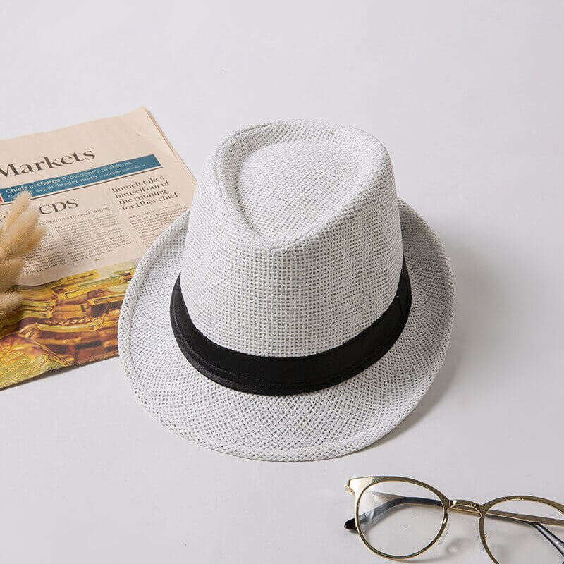 Woven Straw Trilby Hat for Sun Protection