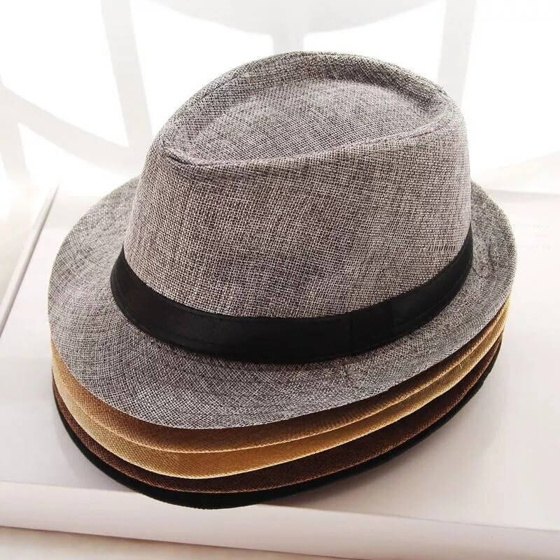 Woven Straw Trilby Hat for Sun Protection