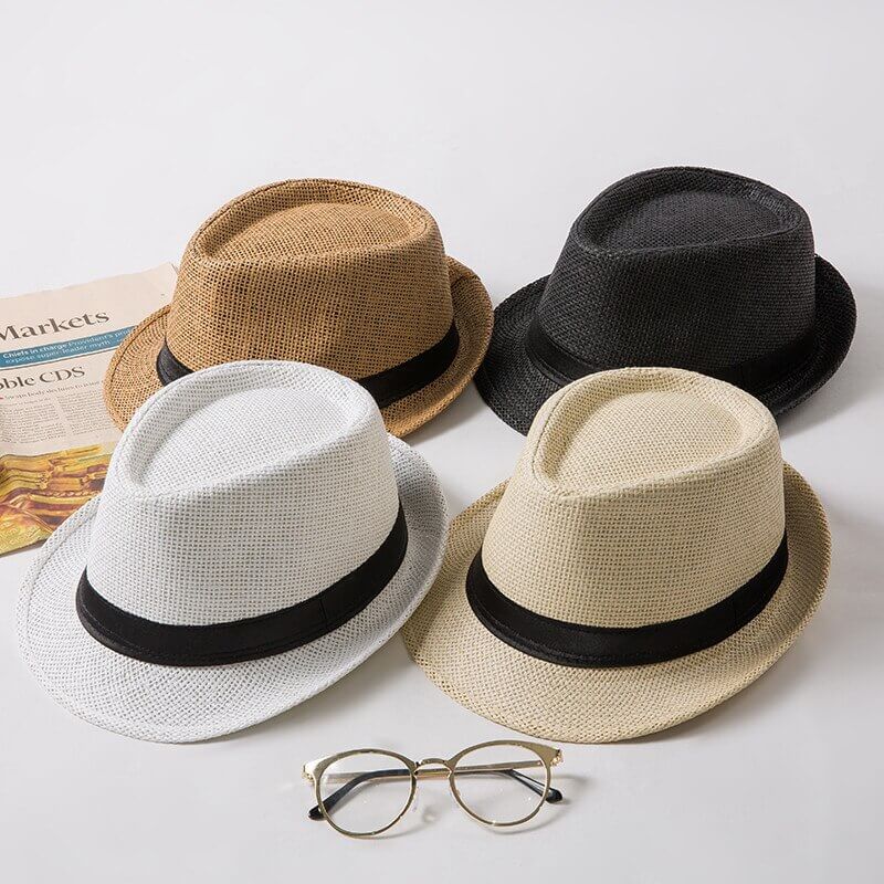 Woven Straw Trilby Hat for Sun Protection