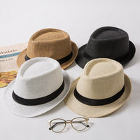 Woven Straw Trilby Hat for Sun Protection