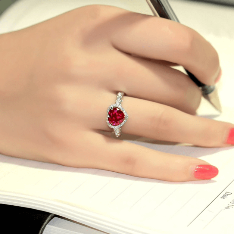 Heart Shape Cubic Zirconia Halo Ring