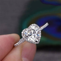 Heart Shape Cubic Zirconia Halo Ring