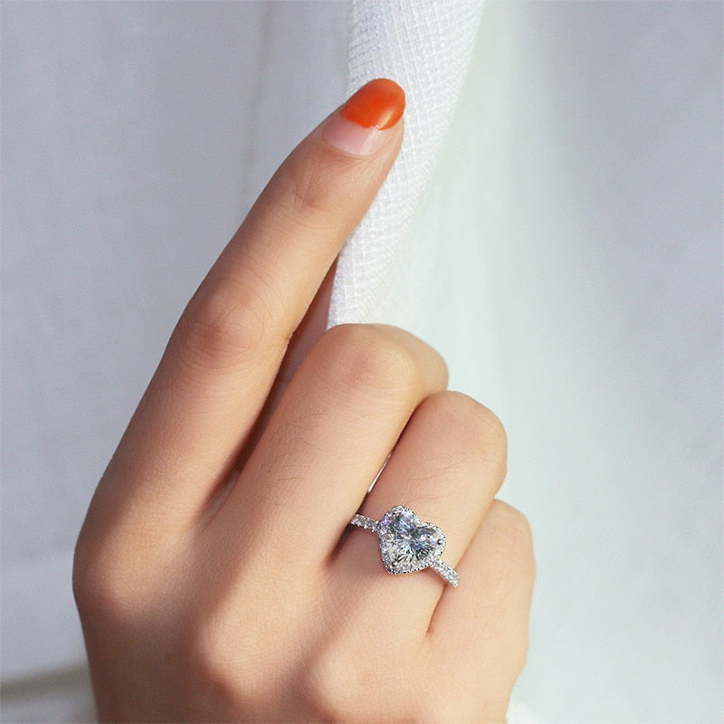Heart Shape Cubic Zirconia Halo Ring