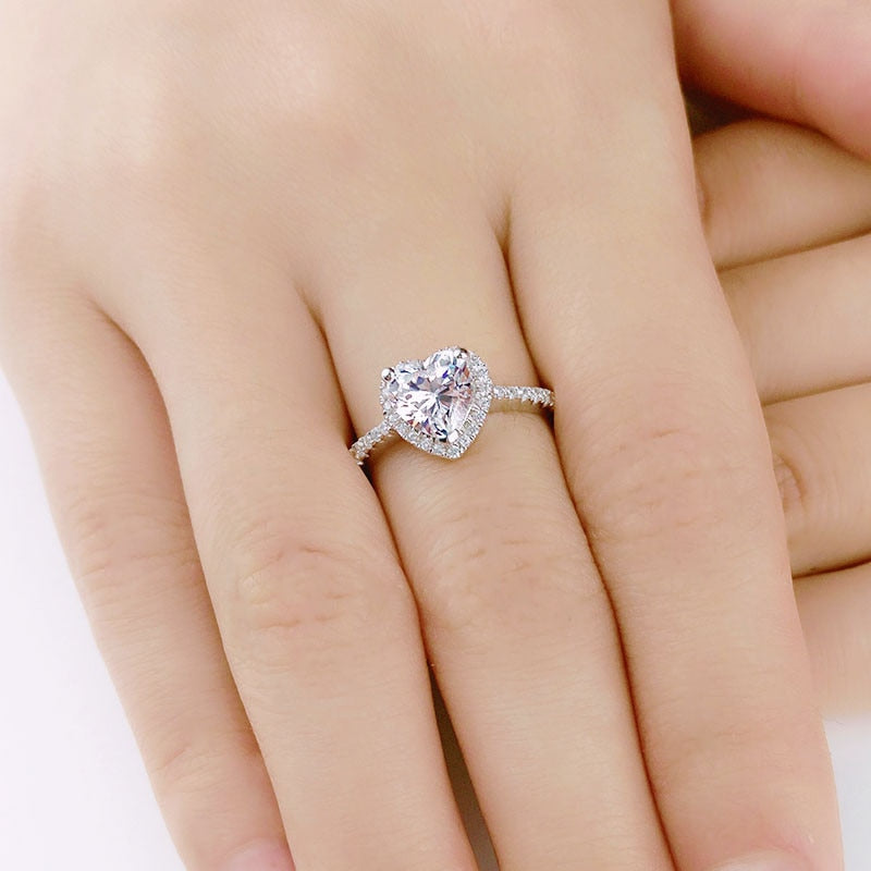Heart Shape Cubic Zirconia Halo Ring