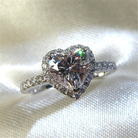 Heart Shape Cubic Zirconia Halo Ring
