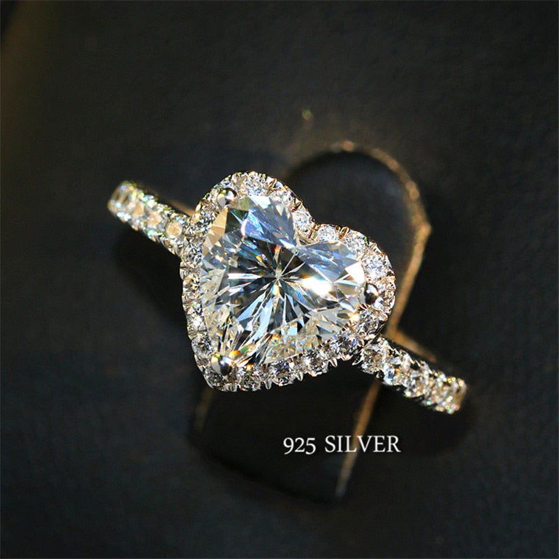 Heart Shape Cubic Zirconia Halo Ring