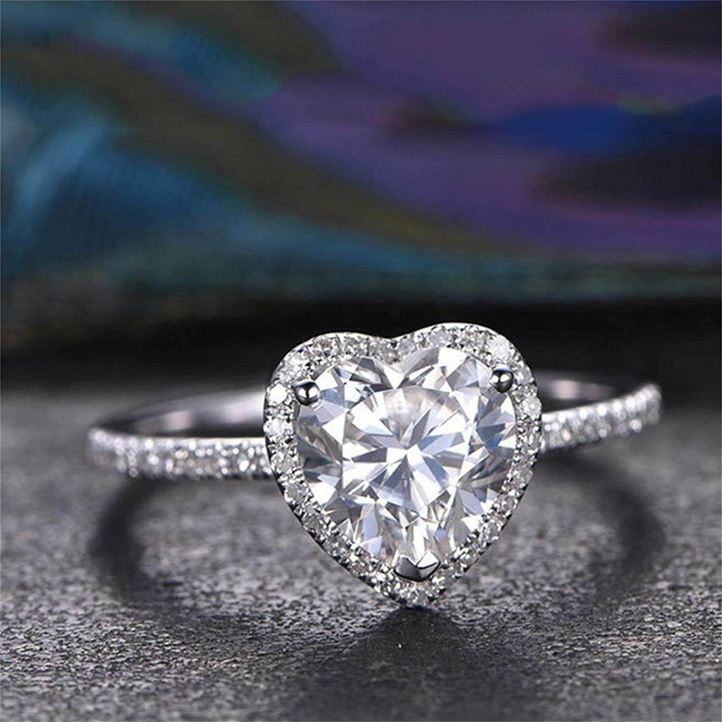 Heart Shape Cubic Zirconia Halo Ring