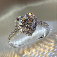 Heart Shape Cubic Zirconia Halo Ring