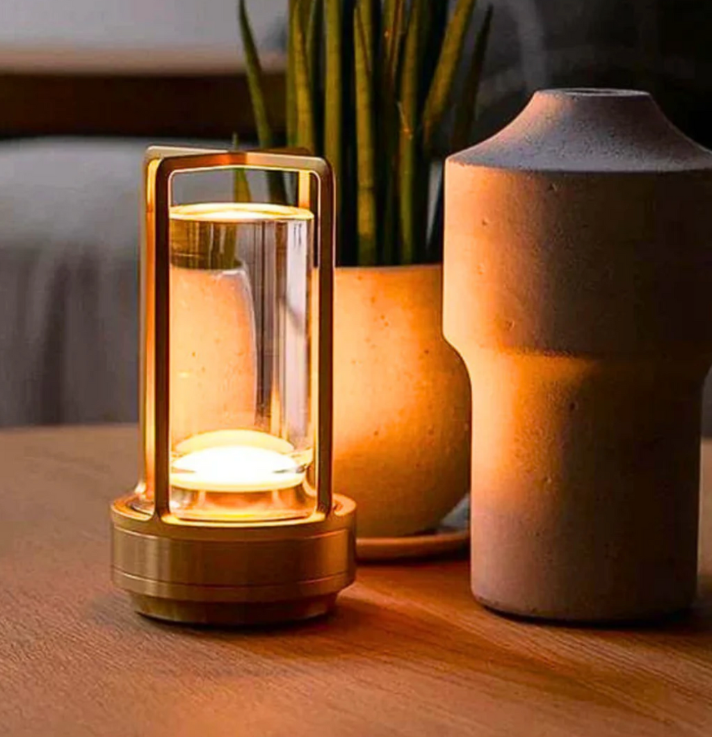 Crystal and Metal Wireless Table Lamp