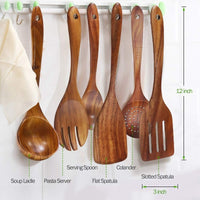 Natural Teak Wood Cooking Utensil Set