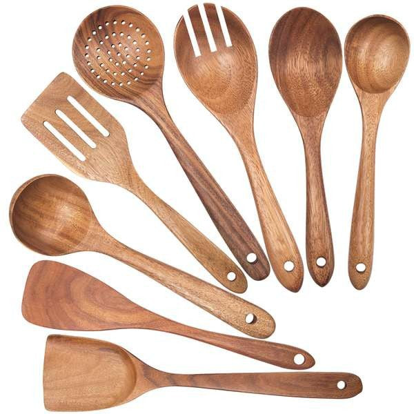 Natural Teak Wood Cooking Utensil Set