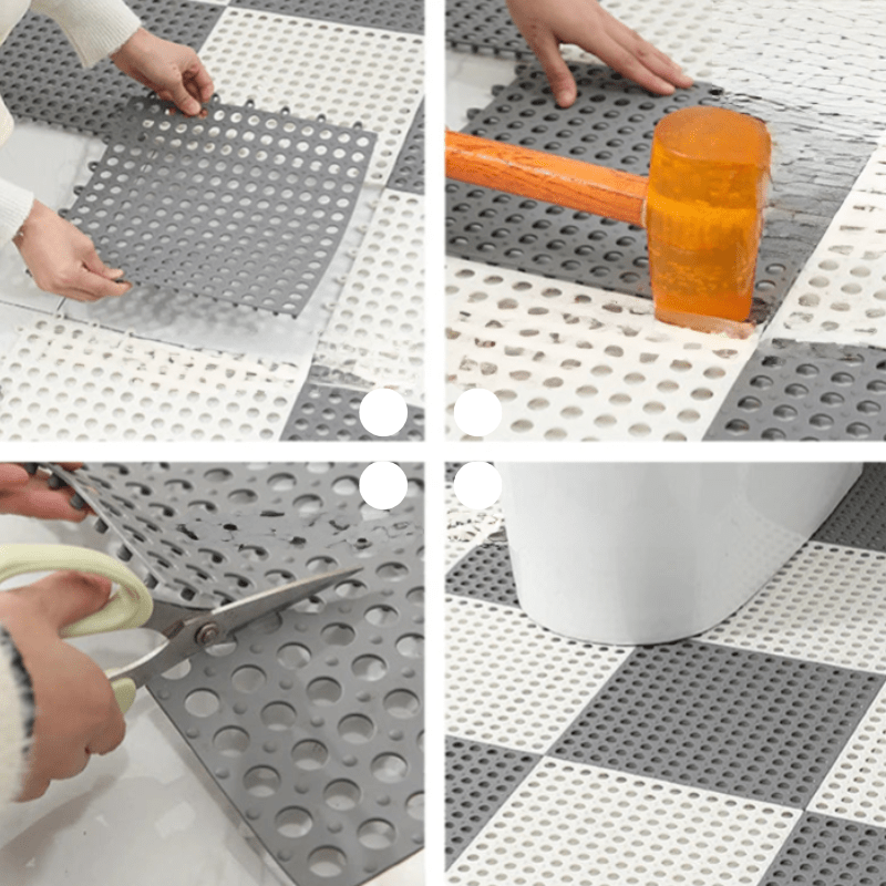 Shower Mat Set | Waterproof Rubber | Mold-Resistant | 11.8" Sq. | Dries Fast
