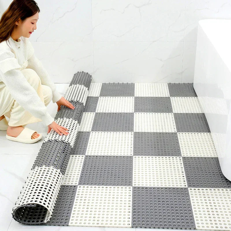Shower Mat Set | Waterproof Rubber | Mold-Resistant | 11.8" Sq. | Dries Fast