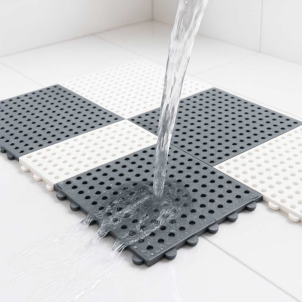 Shower Mat Set | Waterproof Rubber | Mold-Resistant | 11.8" Sq. | Dries Fast