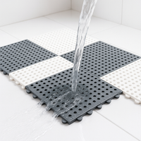 Shower Mat Set | Waterproof Rubber | Mold-Resistant | 11.8" Sq. | Dries Fast