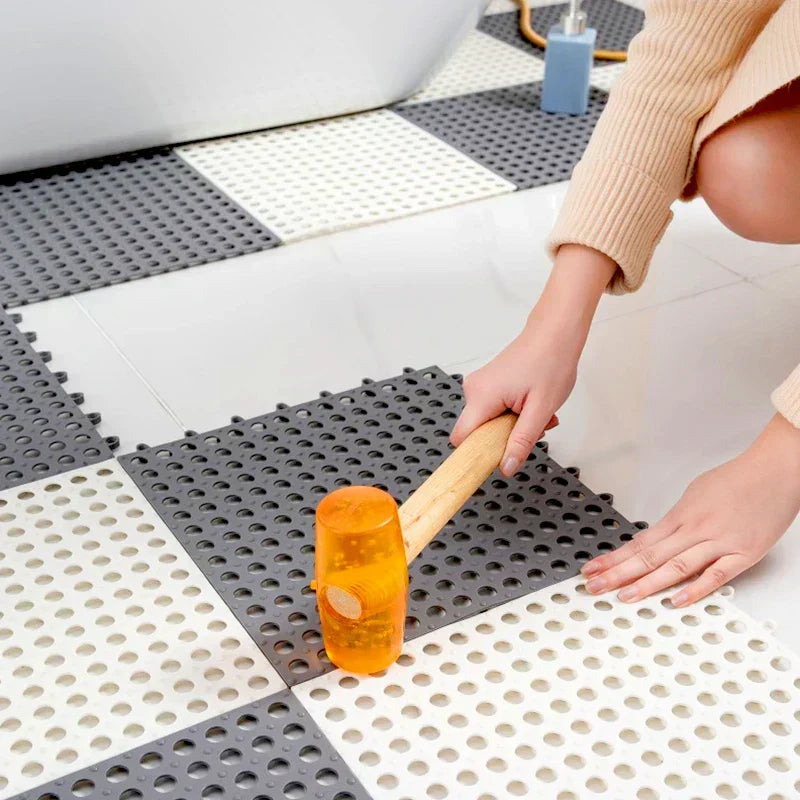 Shower Mat Set | Waterproof Rubber | Mold-Resistant | 11.8" Sq. | Dries Fast