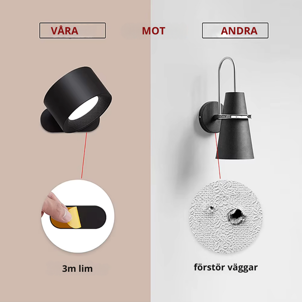 Scandinavian style cordless wall lamp with remote control