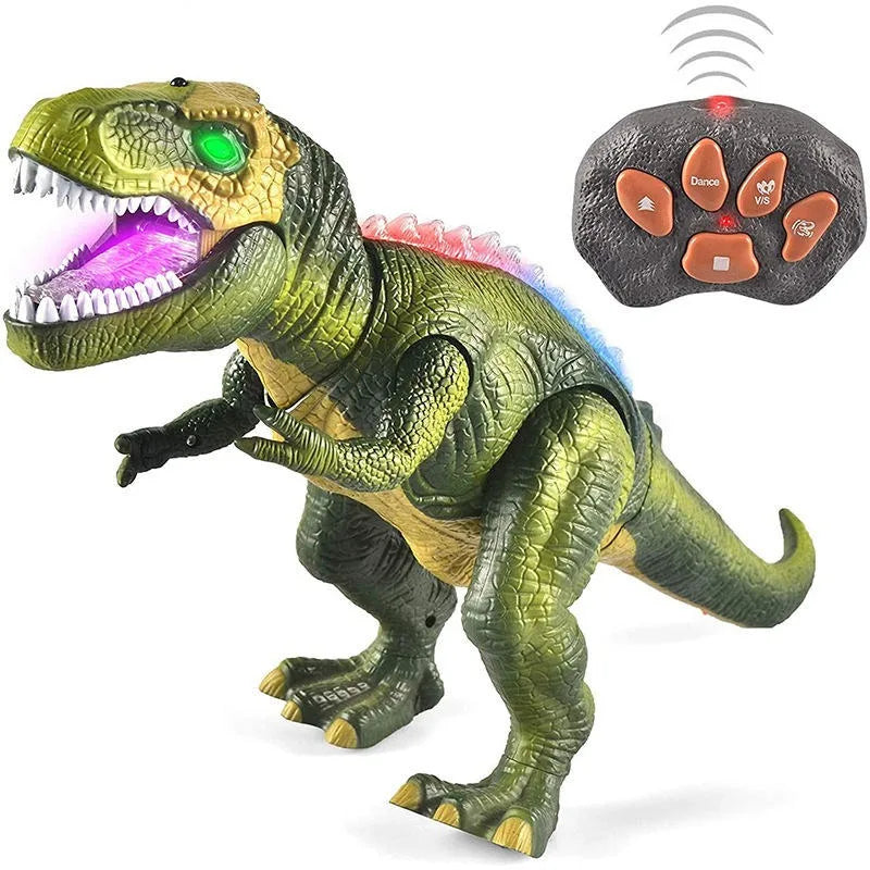 Remote Control T-Rex Dinosaur with LED Light, Walking & Roaring Realistic Dinosaur Toys