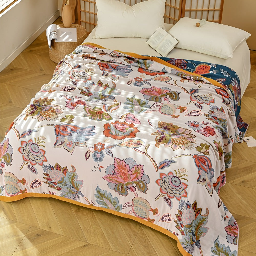 Reversible Floral Cotton Blanket