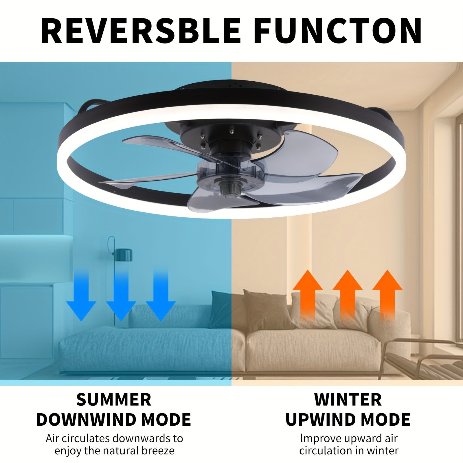 50cm Ceiling Fan with LED Ring Light