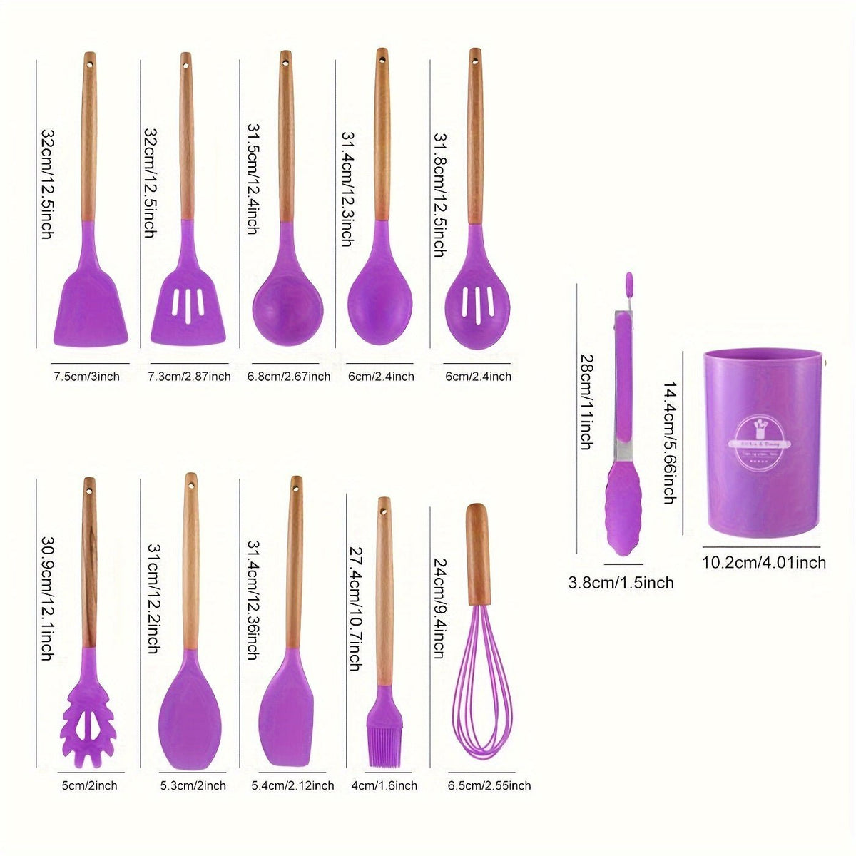 12-Piece Silicone & Wood Kitchen Tool Set - Nyvara Shop