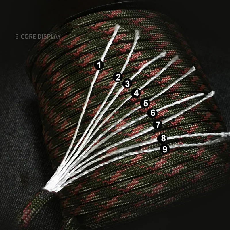 550 Military Standard Paracord Rope: 100m 4mm Outdoor Survival Gear for Parachute, Tent, Lanyard, Belt - 9-Core Rope for Camping & Emergencies - Nyvara Shop
