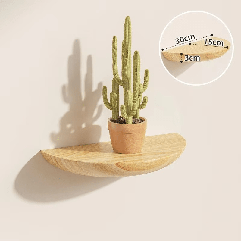 Half-Round Wooden Wall Shelf | Stylish and Space-Saving | Natural Wood - Nyvara Shop