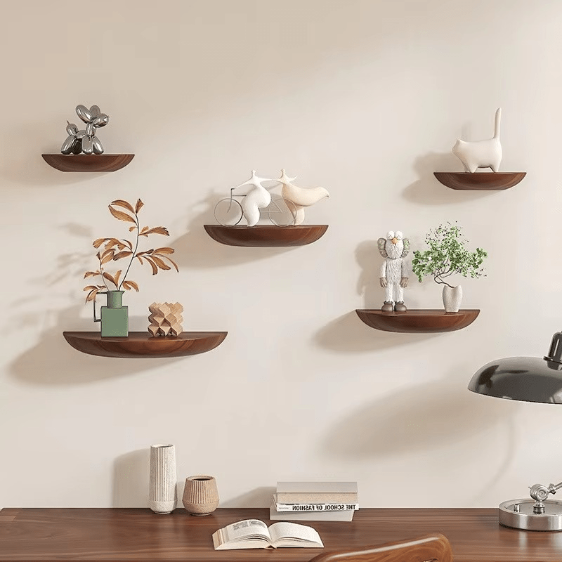 Half-Round Wooden Wall Shelf | Stylish and Space-Saving | Natural Wood