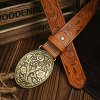 Men's Western-style – Vegan Leather Belt with Solid Metal Buckle