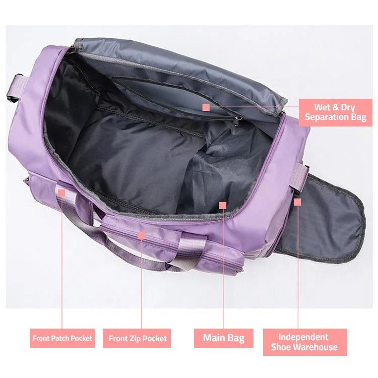 Multi-pocket travel bag, sports and gym bag with separate shoe compartment - Nyvara Shop