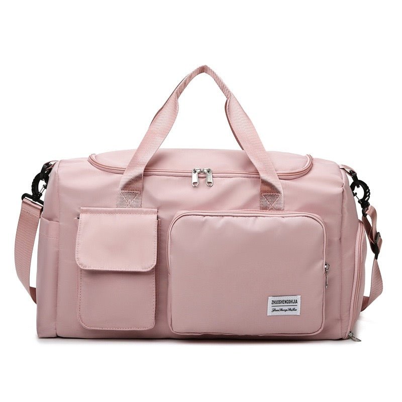 Multi-pocket travel bag, sports and gym bag with separate shoe compartment