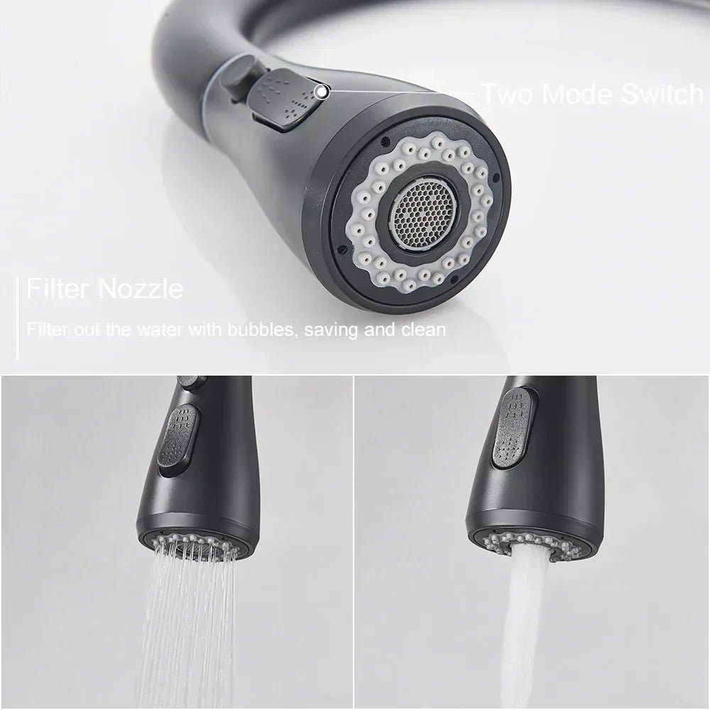 Retractable Kitchen Faucet w/ Single Lever & Spray, Steel - Nyvara Shop