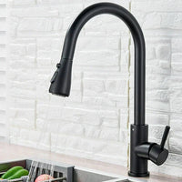 Pull-Out Faucet with Single Lever Mixer – Flexible Faucet with Shower Function, High Quality Stainless Steel, Ideal for Modern Kitchens, Easy Installation
