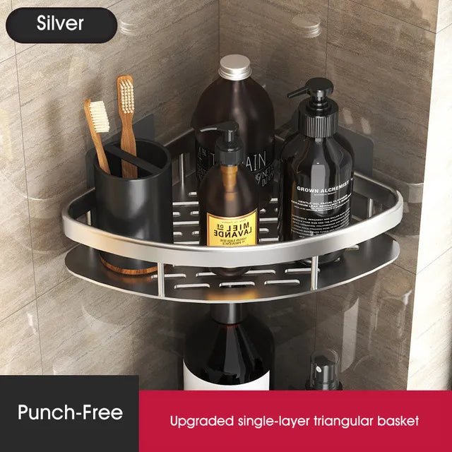 Stylish and Practical No-Drill Shower Corner Shelf – Space-Saving Bathroom Storage Rack - Nyvara Shop