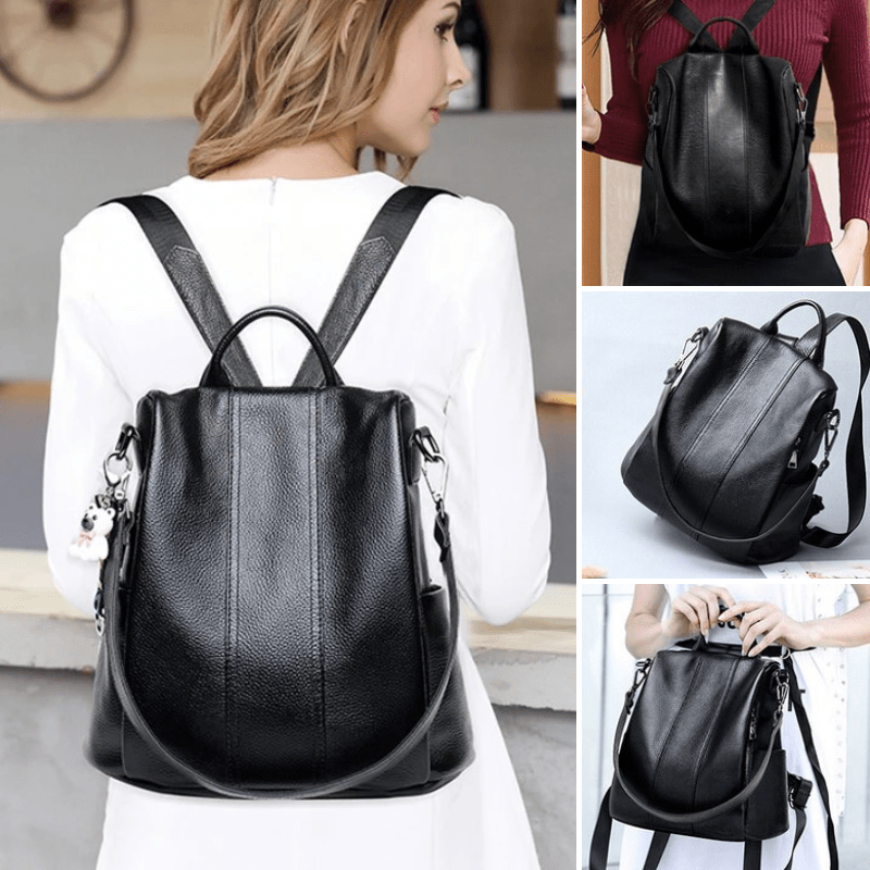 Theft-Proof Leather Backpack