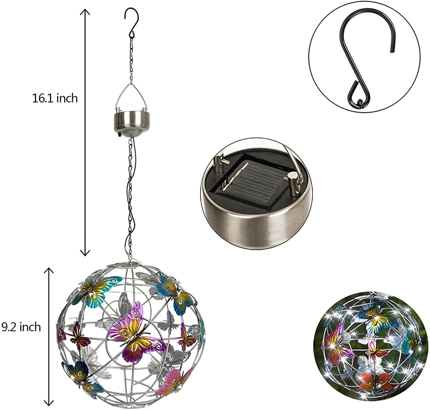 Solar Lighted Mesh Butterfly Orb