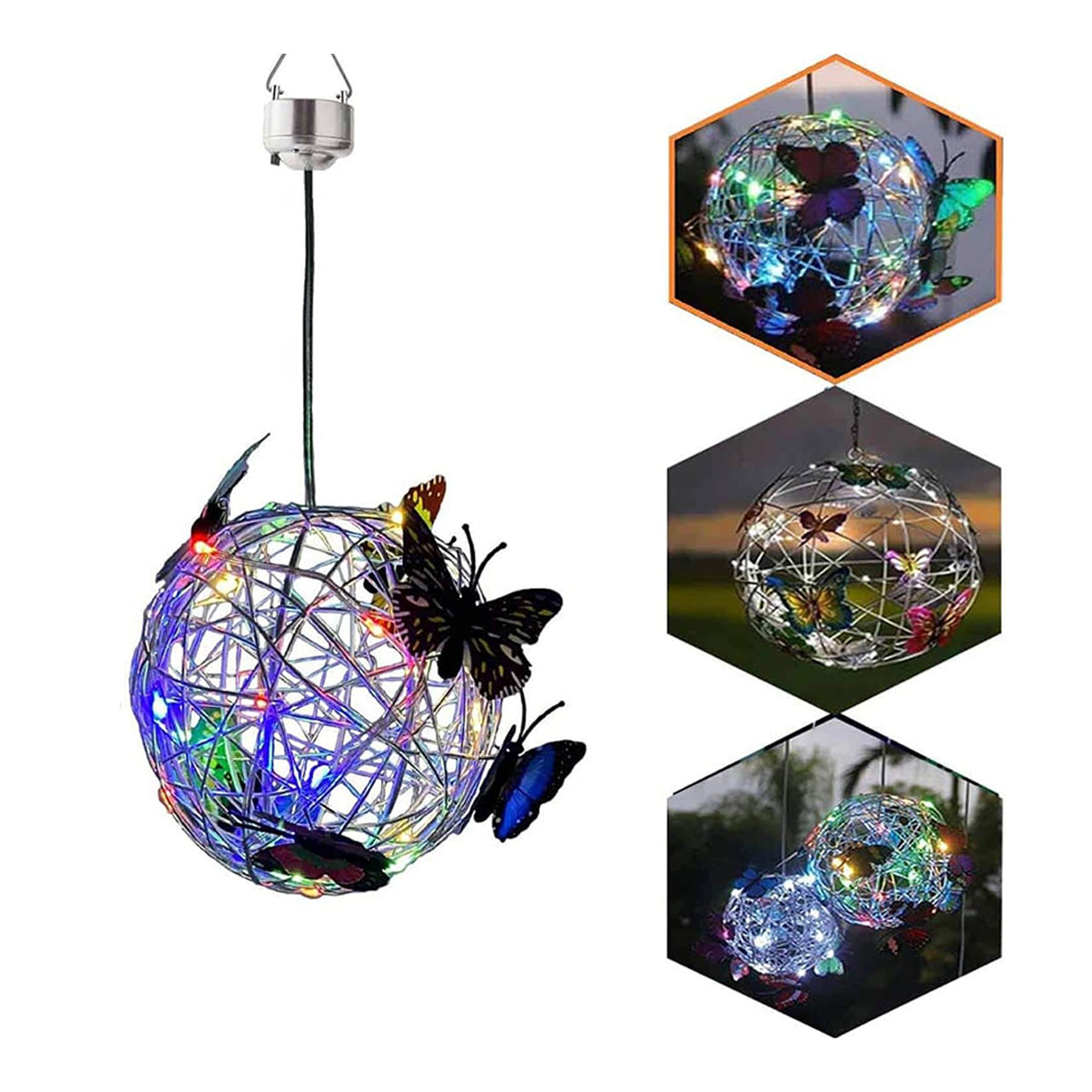 Solar Lighted Mesh Butterfly Orb