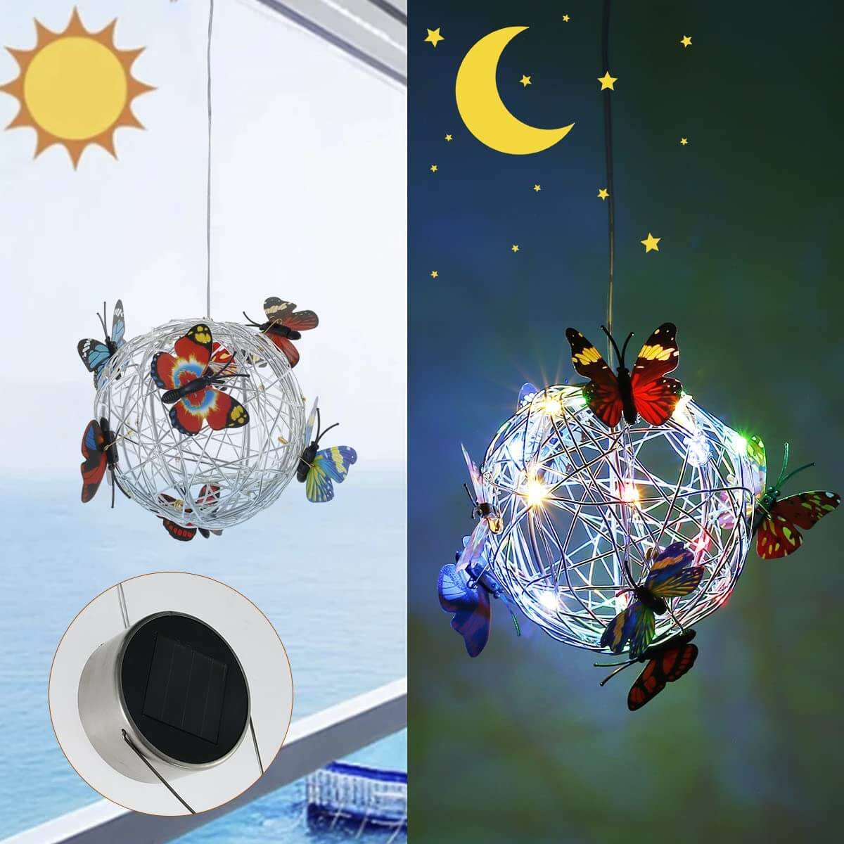 Solar Lighted Mesh Butterfly Orb