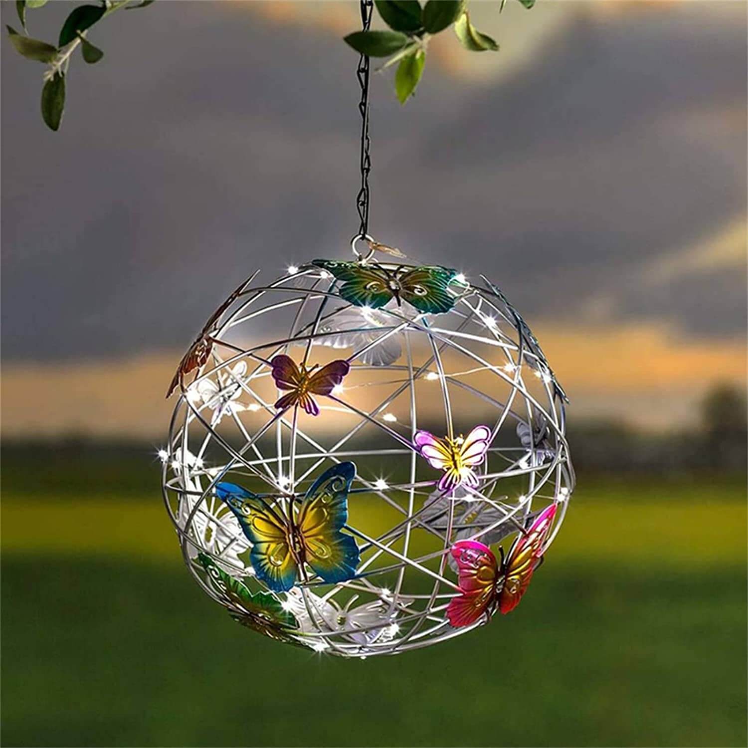 Solar Lighted Mesh Butterfly Orb