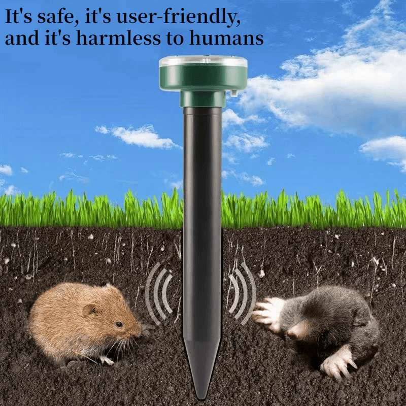 Solar-Powered Ultrasonic Pest Repeller | Repels Moles & Rodents | Waterproof, 400Hz, Garden Protection Outdoor